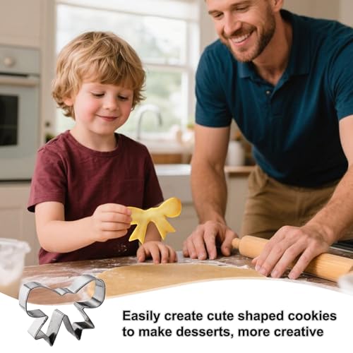 3pcs Bow Cookie Cutters Set, 2.56x1.97in Mini Stainless Steel Bow Shape Biscuit Cutters for Birthday Party Baby Shower DIY Craft Baking Supplies