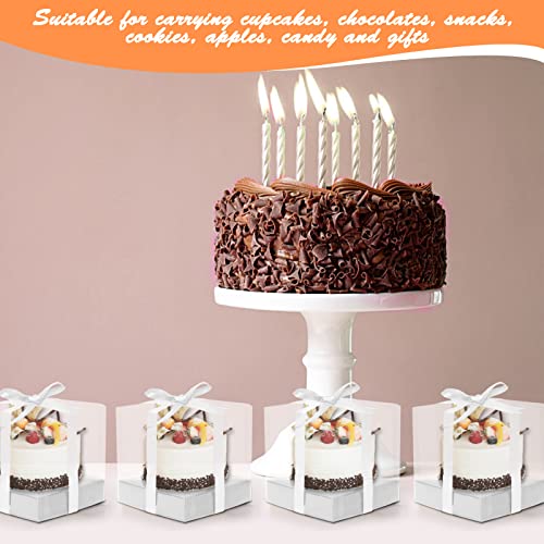 12 PCS Clear Cupcake Boxes 3.5 Inch Cupcake Containers (Silver) - color: Silver
