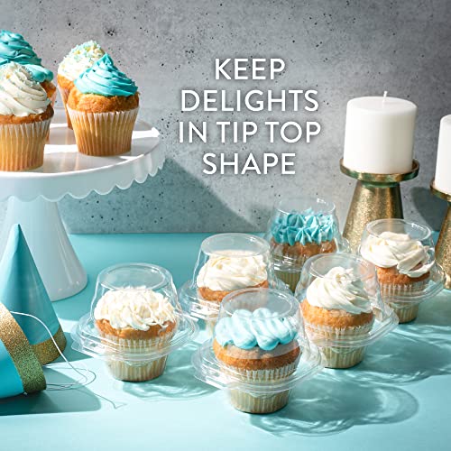 Individual Cupcake Containers (200 Pack) | Clear Plastic Disposable Cupcake Boxes/Holders | Single Cupcake Holder with Dome Lid Bulk | BPA-Free Plastic Cupcake Muffin Container Carrier Boxes to Go - size: 200