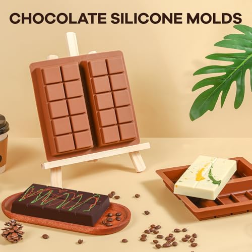 Dubai Chocolate Molds 1 Inch Deep, Silicone Chocolate Bar Mold – Non-Stick, Flexible, Large and Thick Homemade Chocolates, Candies, and Desserts - Set of 1 - color: Choco:1PC