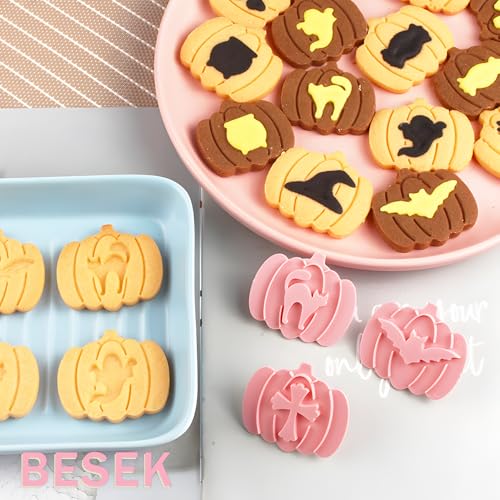 BESEK Halloween Cookie Cutters: 9 shape Pumpkin Cookie Cutter, Halloween Holiday Decorative Party Supplies for Biscuit Baking - color: Pumpkin