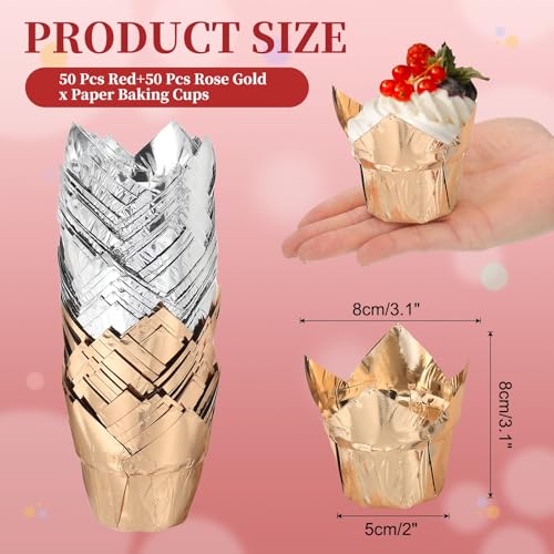 uxcell 100 Pcs Tulip Cupcake Liners, Muffins Liners Aluminum Foil Cupcake Wrappers Baking Cups Muffins Liners for Wedding Birthday Party Supplies, Silver/Champagne Gold - color: Silver/Champagne Gold
