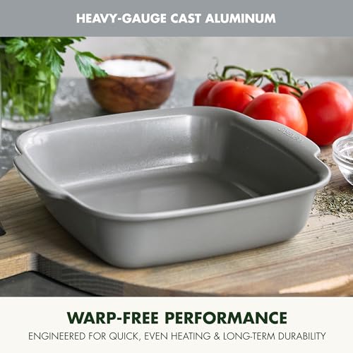 GreenPan Premiere Ovenware Healthy Ceramic Nonstick 8" Square Cake Baking Pan, Cast Aluminum Bakeware, Warp-Free, Oven and Broiler safe to 600F, Dishwasher Safe, PFAS-Free, Gray - color: Gray, size: 8" Square Cake Pan