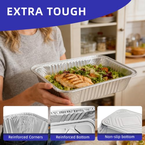 9x13 Aluminum Foil Pans 30 Pack - Heavy Duty Disposable Baking Pans - size: 30 Pack