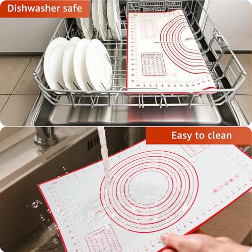 Silicone Baking Mat Dough Mat Non-Slip and Reusable Light Red