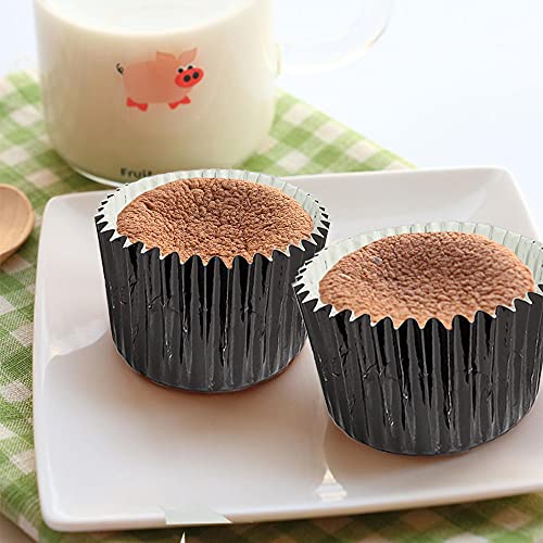 Black Cupcake Liners for Baking,GOLF 500 Pack Standard Size Black Foil Cupcake Liners Wrappers Metallic Baking Cups,Muffin Paper Cases - color: Black