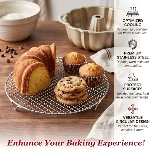 2PCS Small Cooling Rack 5.1 Inch,Round Cooking Rack,Steamer Rack for Pots,Stainless Steel Air Fryer Rack with Fixed Legs,Fits Multi-Cookers & Ovens for Cooling,Roasting,Baking&Steaming((5.1 Inch) - color: 5.1 Inch