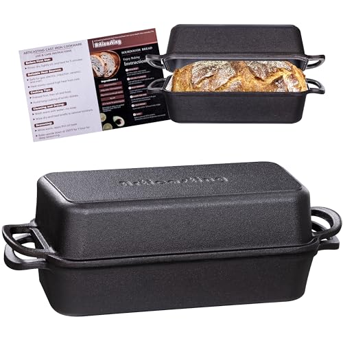 Cast Iron Loaf Pan with Lid, 11x5 Inch 5.8 Qt Pre-Seasoned Pan - color: Black, size: 11x5 Inch