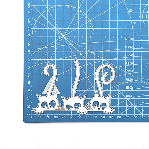 Mvchifay Animal Cat Cutting Dies for Card Making Metal Die-Cuts Scrapbooking Tool DIY Craft Punch Template Embossing for Paper Album Decor (3 Pcs Cats-6.7x10.8cm) - color: 3 Pcs Cats-6.7x10.8cm