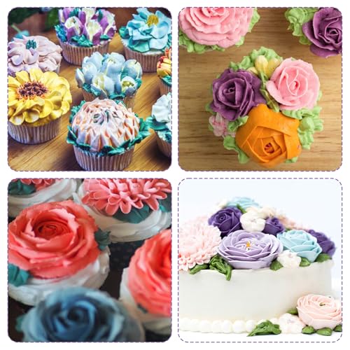 8 Pcs Petal Icing Tips Flower Leaf Piping Tip Set Rose Flower Piping Tips Set with 20 Pcs Disposable Pipi Bags Stainless Frosting Tip DIY Icing Nozzle Tool for Cake Decorating