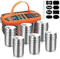 Camping Spice Kit, Salt and Pepper Shakers with Travel Bag, 6 Pc - color: Orange