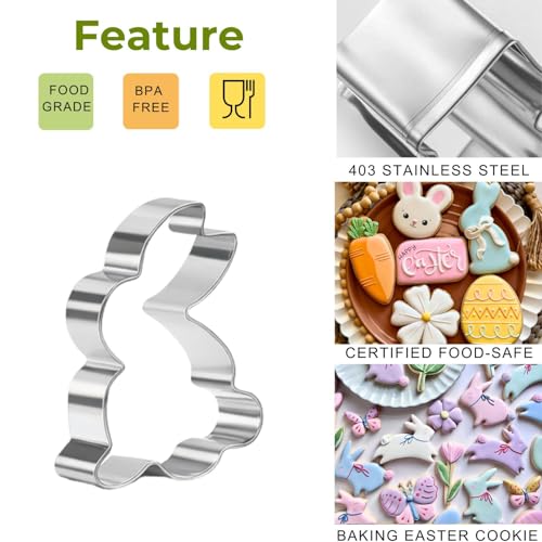 Easter Cookie Cutter Set, 8-Piece Stainless Steel Baking Cutters