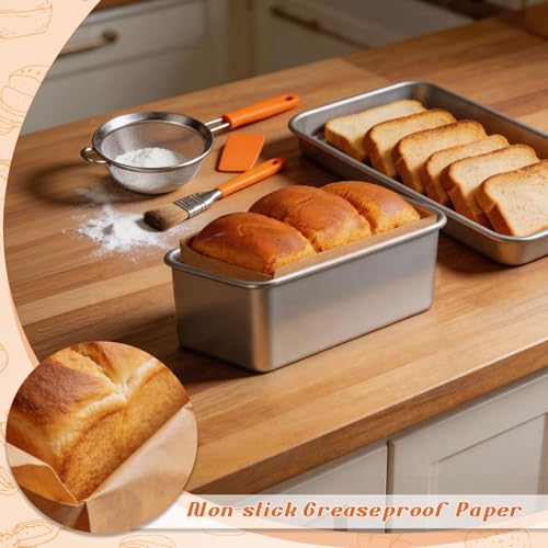 50/100Pcs Mini Loaf Pan Liners for Baking Bread, 6x3in Non-Stick Pre Cut Unbleached Parchment Paper, Disposable Sourdough Loaf Bread Liners for Baking Toast, Cakes, Cookie, Banana, Brown