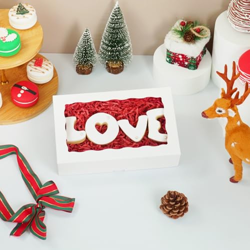50pcs White Cookie Boxes 8x5x2 Inches Bakery Boxes with Window - color: White