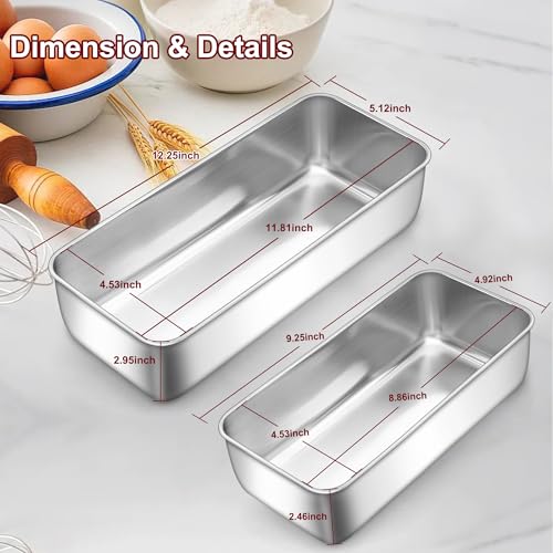 LIANYU Loaf Pans Set of 3, 1 Large (12x5 Inch) & 2 Medium (9x5 Inch) - size: Large & Medium