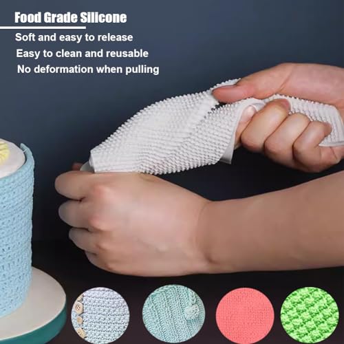 Fondant Impression Mat, 4 Pcs Knitting Cake Border Silicone Mold Sweater Texture Design Silicone Cake Decorating Supplies for DIY Sugarcraft Paste Cupcake Baking Supplies
