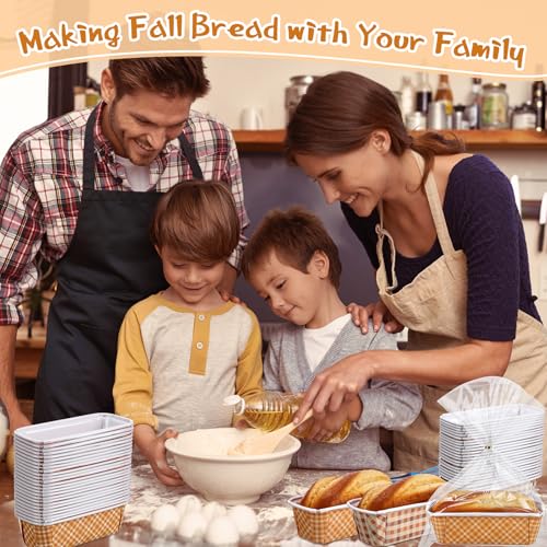 Hushee 50 Set Fall Paper Mini Loaf Pan Disposable, Orange Plaid - style: Plaid
