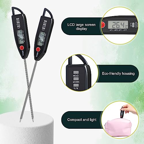 Copkim 6 Set Digital Food Thermometer Long Probe Instant,Black - color: Black