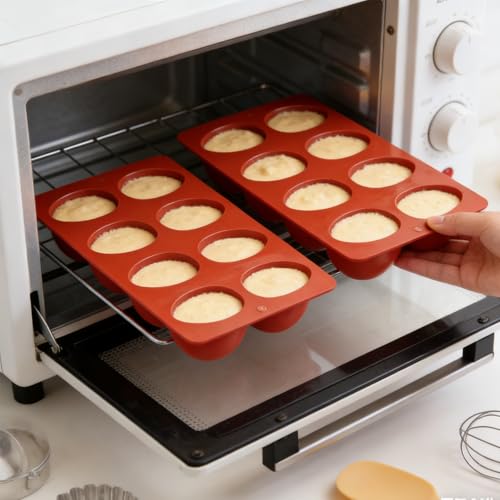 1 Pack Silicone Egg Molds 8 Cavity Easter Silicone Candy Mold 3D Egg-Shaped Silicone Baking Mold for Chocolate, Jello, Mini Cakes, DIY Desserts, Candy, Ice, Pudding, Baking (1, Brick Red) - color: Brick Red