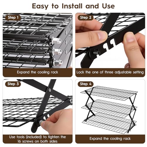3 Tier Collapsible Cooling Rack for Baking Stackable Cookie Racks Cooling - size: 3 Tier
