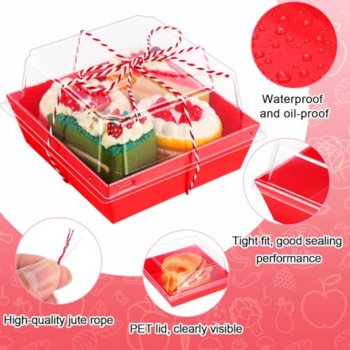 Jetec 150 Charcuterie Boxes with Clear Lids 4" Bakery, Red - color: Red