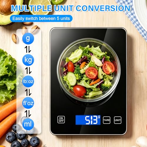 33lb/15kg Digital Scale Kitchen Food Scale Weight Grams and Ounces Pounds/Ounces/Grams be Freely Changed for Daily Use, Home Baking Stainless Steel Material Black - size: Digital Scale 15kg black