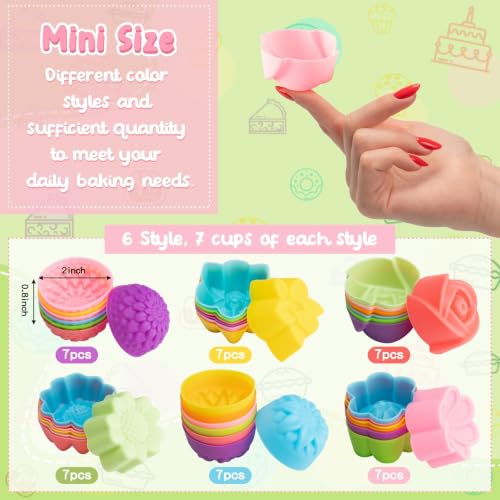 R HORSE Mini Size Silicone Molds, 2 inch Multi Flower Shapes Baking Cups - color: Muticolored