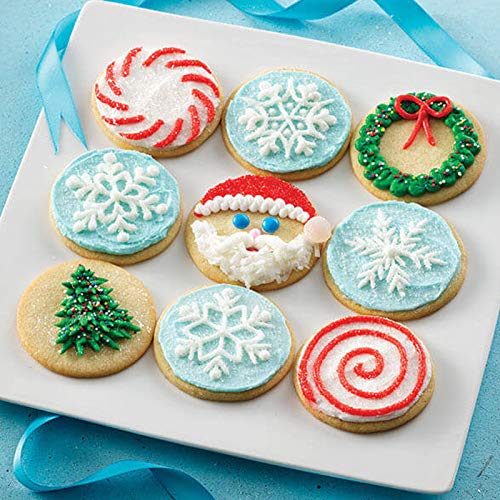 Artcome Christmas Series Cookie Decorating Tool Set, 11 Pcs Circle Cookie Cutters, 6 Pcs Easy Squeeze Write Bottles and 6 Pcs Sugar Stir Needles for DIY Decorating Cookies and Cakes
