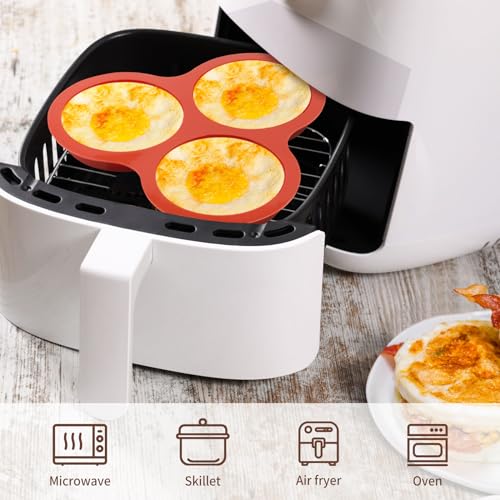 JOERSH Air Fryer Egg Silicone Mold, 4 Inch, 2 Pack - color: Regular, 3 Cups