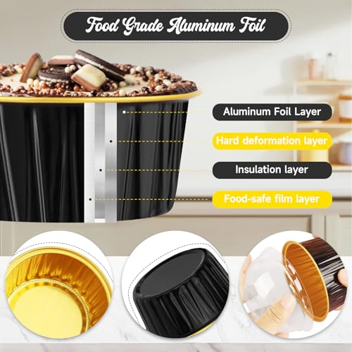 60 Pack 5 OZ Disposable Round Mini Cake Pans with Lids - color: Style 2-60 Pack
