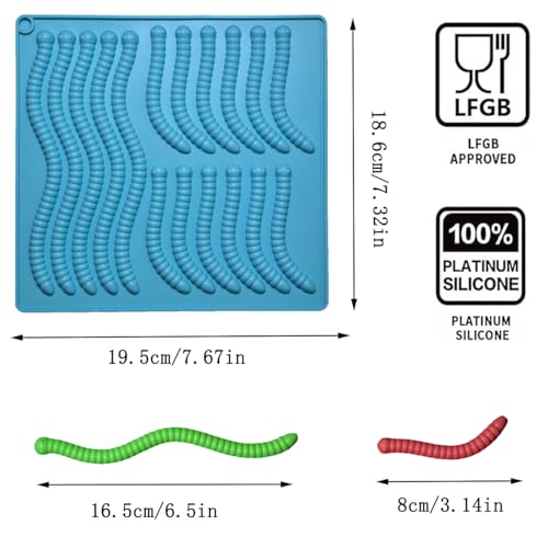 4Pcs Gummy Candy Molds - Silicone Gummy Worm Molds with 2Pcs Dropper,Non-stick and Bpa Free for Candy Chocolate Gummies Baking - color: New Gummy Worm Molds