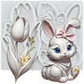 Easter Bunny Rabbit Fondant Molds Tulip Flower Silicone Mold