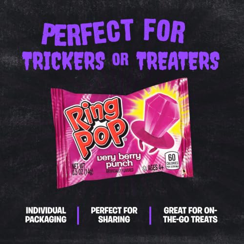 Ring Pop Purple Berry Punch Halloween Lollipop, 30 Ct, Party Favors - size: 30 Count