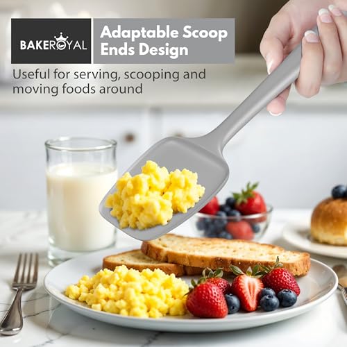 BakeRoyal Silicone Spatula Set, 600°F Heat Resistant, 4 Piece BPA-Free Food Grade Silicone Kitchen Utensils Set for Baking, Cooking & Mixing, Non Stick Silicone Cooking Utensils Set - Gray - color: Gray