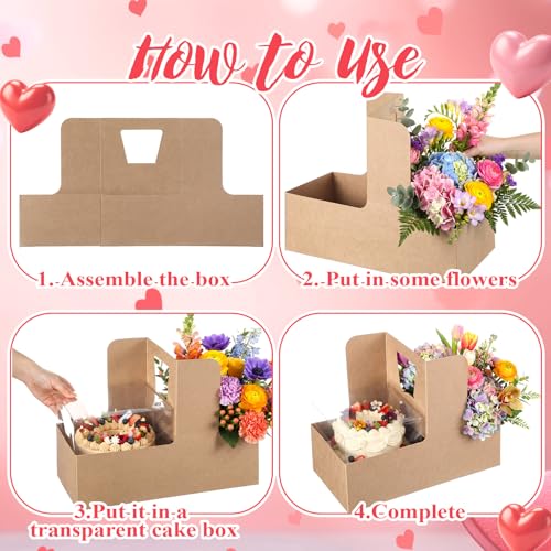 Qinyoung 12 Sets Wedding Cake Gift Boxes with Handles(Classic, Kraft Brown) - color: Kraft Brown