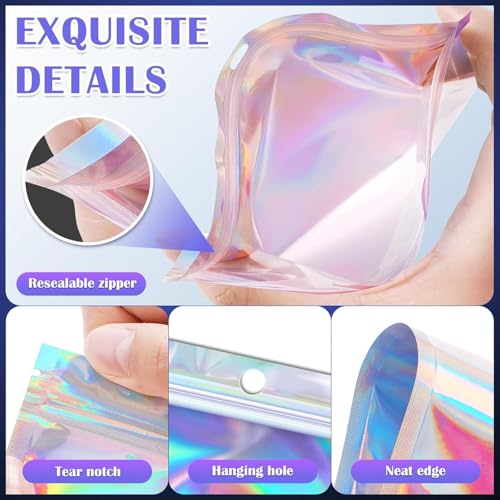 JETMORE 300PCS Mylar Bags 5.5x7.9" Holographic Bags Candy Packaging Bags - color: Holographic, size: 300pcs-5.5*7.9inch