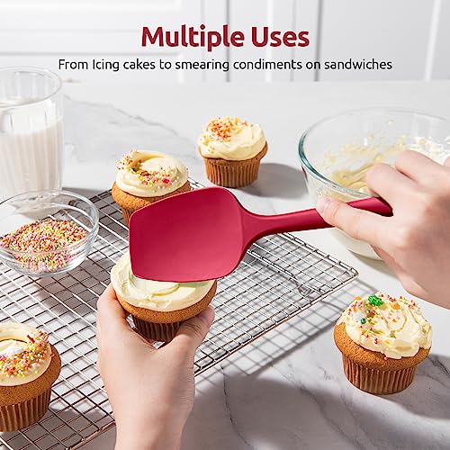 U-Taste Silicone Spoon Spatula Set of 3, 600°F High Heat Resistant, Red - color: Red