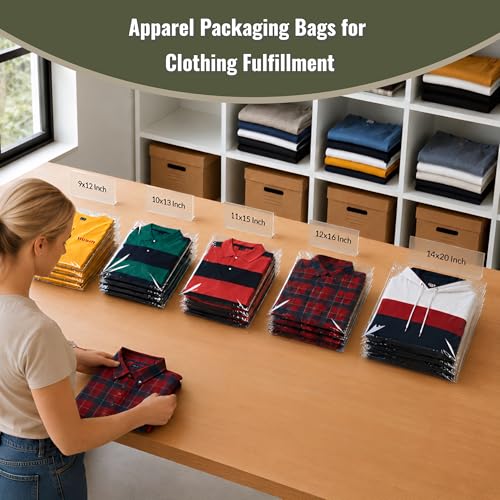 Wowfit 200 CT 10x13 Self Sealing Clear Shirt Bags for Small Business - size: 10x13 Inch (Pack of 200)