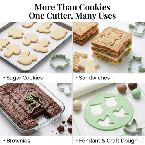 LUBTOSMN 7 Piece Forest Animal Cookie Cutters Set with Silicone Protective Rim, Stainless Steel Woodland Cookie Cutters for Cookies, Fondant, Sandwiches, Biscuits, Pancakes and Forest Party Baking