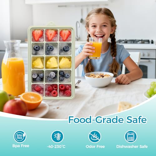 Silicone Ice Cube Trays with Lids (3-Pack, Blue) - color: Blue