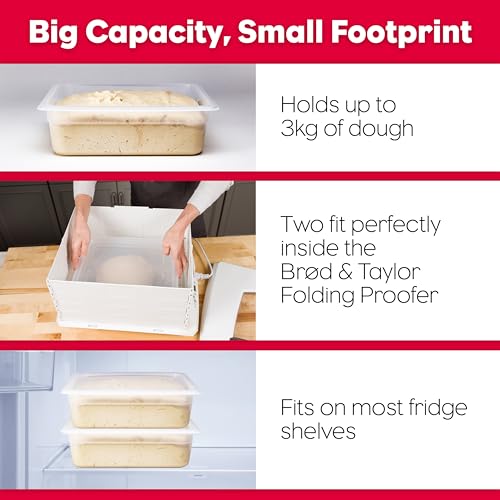 Brod & Taylor Proofing Container With 6L Capacity, Fits Up to 3000 Grams of Dough – Dough Rising Box for Bread, Sourdough & Pizza (Dishwasher Safe, BPA-Free)