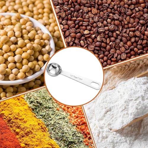6PCS Measuring Spoons Set(1/2 Tbsp, 7.5ml), Short Teaspoons Stainless Steel Compact Kitchen Scoops for Spices, Baking, and Everyday Cooking - size: 7.5 ML
