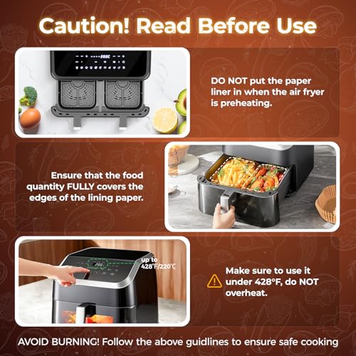 Ctizne 420PCS Air Fryer Liners Disposable 8.0" x 5.5" for Ninja Dual Zone - size: 8" x 5.5" Rectangle