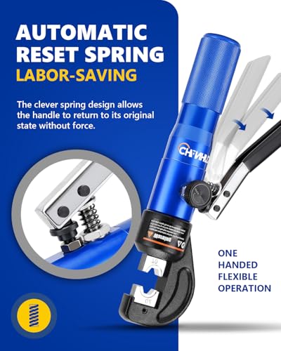 Hand Operated Hydraulic Crimping Tool Hydraulic Cable Lug Crimper 8 US TON 12 AWG to 00 (2/0) Electrical Terminal Cable Wire Tool Kit with 9 Die
