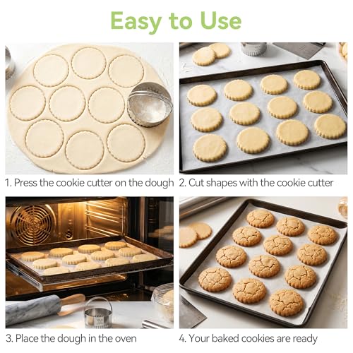 USLAI Biscuit Cutter Set (1.75, 2, 2.5, 2.75, 3.25 Inch) - size: 5 Sizes - Wave