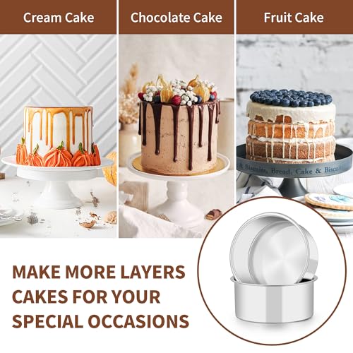 TeamFar 5 Inch Cake Pan Set of 4, Stainless Steel Small Layer Cake Pans Tin - size: 5inch