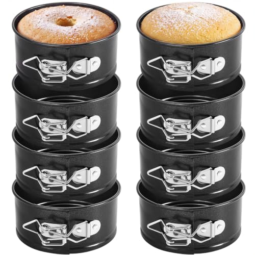 Sunnyray 8 Pcs 4 Inch Springform Pans Mini Cheesecake, Black - color: Black