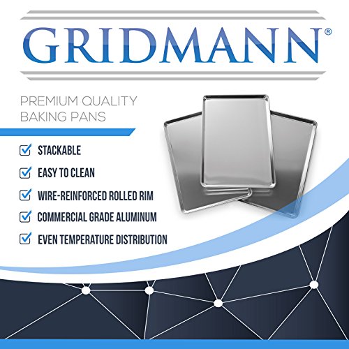 GRIDMANN 9" x 13" Commercial Grade Aluminum Cookie Sheet Baking Tray Jelly Roll Pan Quarter Sheet - 6 Pans - size: 9 x 13 - Standard