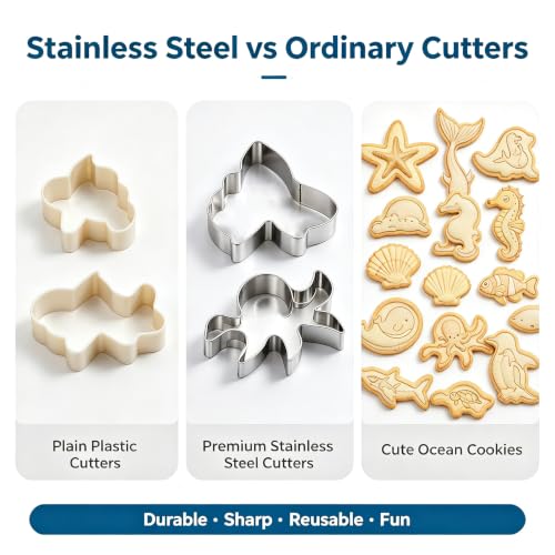 Ocean Animals Cookie Cutter Set, Under the Sea Cookie Cutter Set - color: Marine