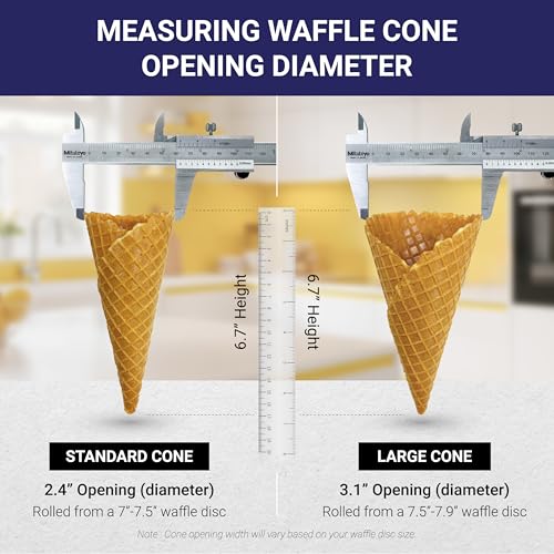 Professional Waffle Cone Roller Pizzelle Roller, Krumkake Cone Roller, Stainless steel, with Silicone sleeve (Standard size) | Amber Bake - size: Standard